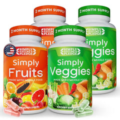 Simply Nature's Pledge 42+ fruits and vegetables capsules for daily nutrition.
