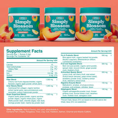 Simply Blossom Peach Rings flavor scoop showcasing refreshing taste with daily greens.