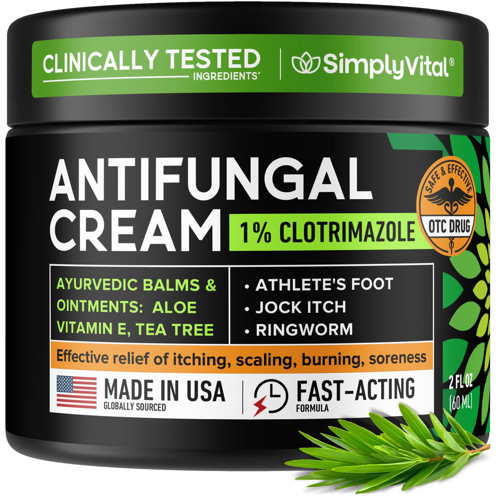 SimplyVital antifungal cream 1 percent clotrimazole tube relieves itching and soothes skin