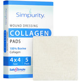 Simpurity collagen dressing pads 4x4 inch offer non-adherent wound coverage.