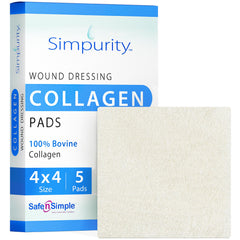 Simpurity collagen dressing pads 4x4 inch offer non-adherent wound coverage.
