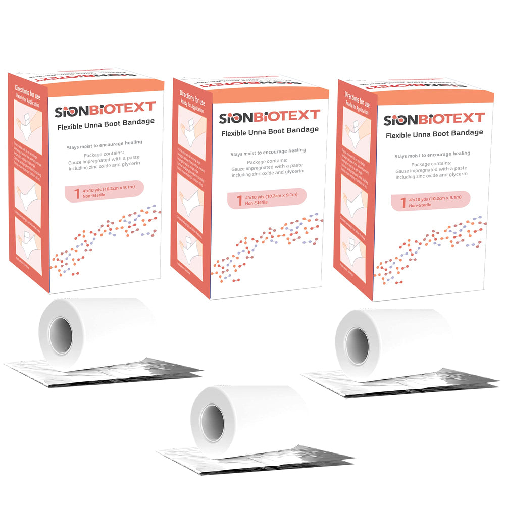 Sion Biotext Unna Boot Roll 4in-30ft with zinc oxide for consistent coverage