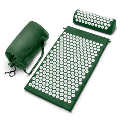 Sivan Health and Fitness back and neck relief acupressure mat and pillow in green for relaxation