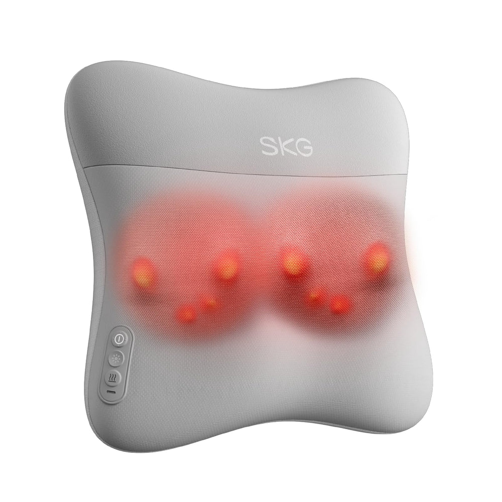 SKG cordless back massager front view for targeted neck and shoulder relief