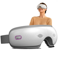 SKG Eye Massager with heat and music front view for soothing relaxation during breaks.