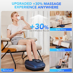 SKG foot massager heat function delivers soothing warmth for tired feet.