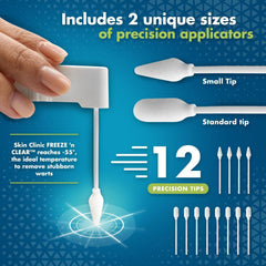 Skin Clinic Freeze 'n Clear freezing action demonstrates cryotherapy on a wart.