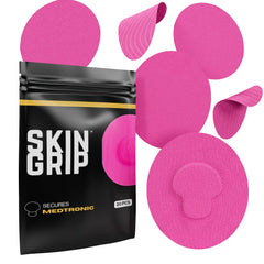 Skin Grip CGM patch guardian closeup pink for secure adhesion during daily activities.