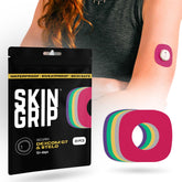 Skin Grip Dexcom G7 patch on skin securely holding CGM during daily activities.