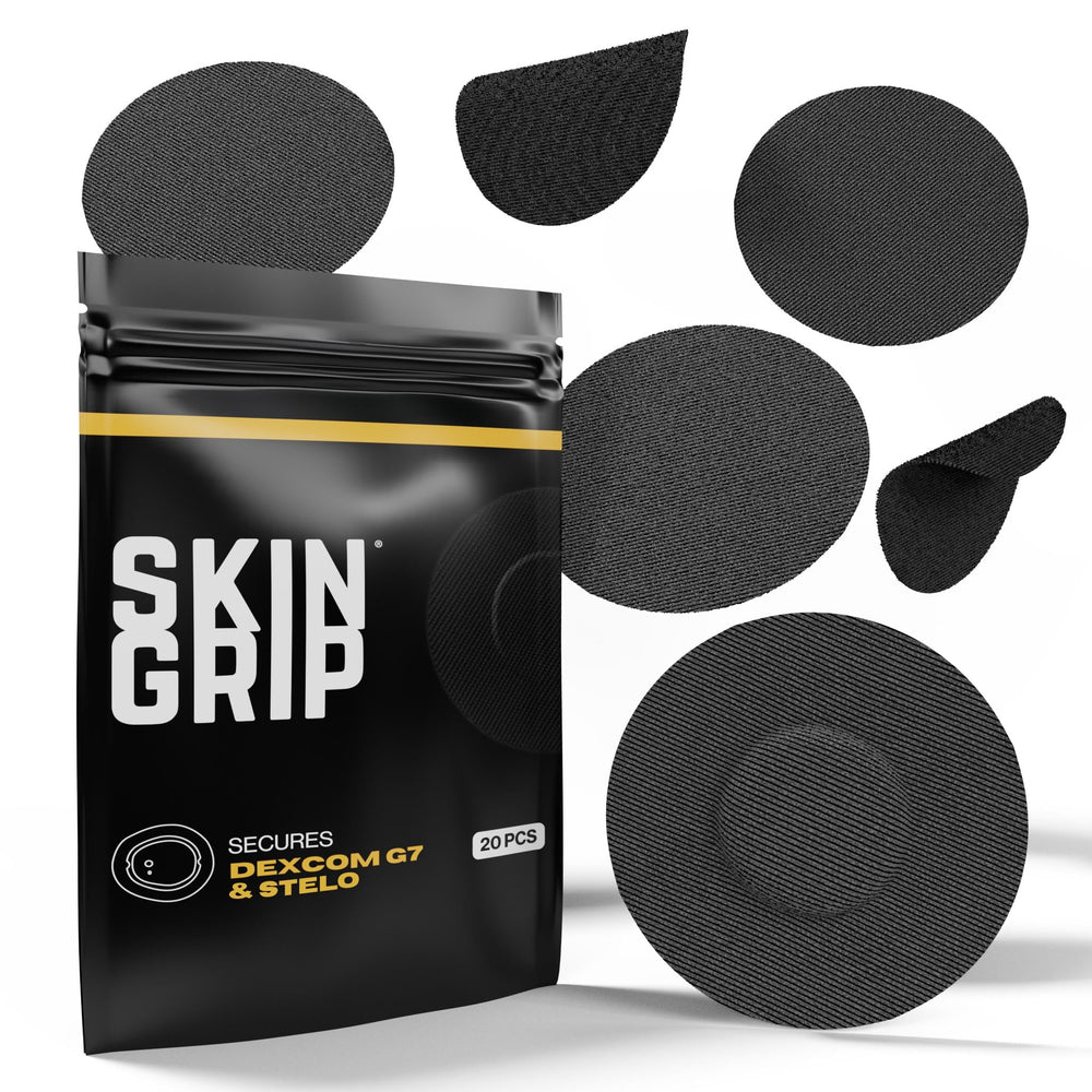 Skin Grip patch applied to the skin for secure CGM wear and comfort.