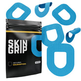 Skin Grip Insulet patch blue close-up shows secure attachment for all-day wear.