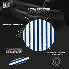 Skin Grip waterproof CGM patch keeps sensor secure during water exposure.