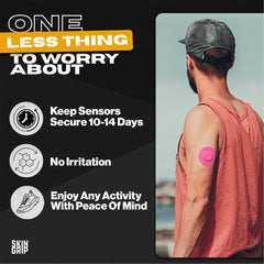 Skin Grip waterproof and sweatproof adhesive keeps CGM secure through showers