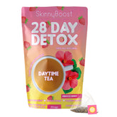 SkinnyBoost hibiscus berry tea bags in a bright box for daily detox
