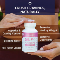 SkinnyFit GLP-1 Natural berberine bottle highlighting metabolism support.