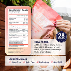 SkinnyFit probiotics and fiber ingredients shown on packaging.
