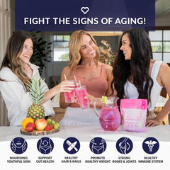 Pour SkinnyFit Super Youth Collagen Tropical Punch into water for a refreshing, sugar-free drink.