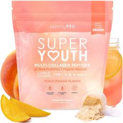 SkinnyFit Super Youth collagen tub front label for daily supplementation.