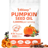 Skiseoy 4-in-1 pumpkin seed oil softgels bottle for daily wellness support.