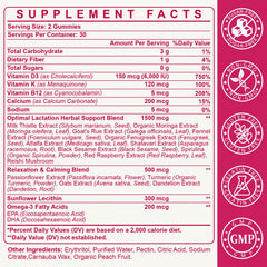 SKLIA bottle label highlights vegan, sugar-free formula for moms.