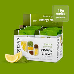 Skratch Labs Energy Chews close-up drops, easy to swallow during training.