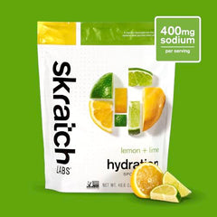 Skratch Labs lemon-lime hydration glass with prepared drink