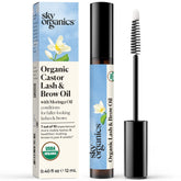 Sky Organics lash and brow oil bottle for nourishing roots and fuller-looking lashes.