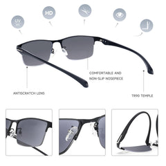 SKYOAK dark lens half frame reading glasses designed for outdoor use