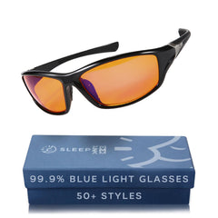 Sleep ZM amber-lens glasses reduce screen glare for evening use