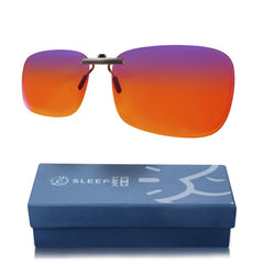 Sleep ZM blue light blocking glasses with amber lenses for evening screen comfort.