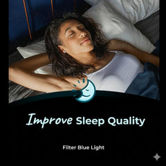 Sleep ZM glasses on face during work, reducing eye strain.