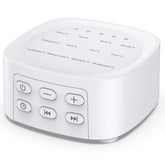 Sleepbox front view showing compact white noise machine for travel use
