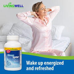 Sleepzyme label close-up showing key ingredients and bedtime benefits.