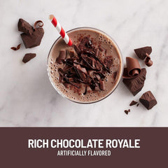 Pouring SlimFast Original Rich Chocolate Royale showing creamy texture.