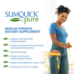 Women using SlimQuick, taking pills as part of her daily routine.