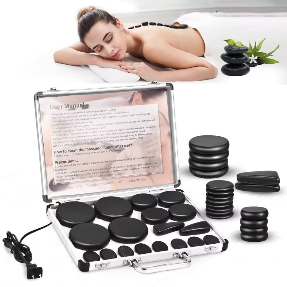 SLIMSTY rectangular basalt hot stones 6x8cm for deep relaxation massage.