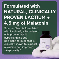 Smartenutrition label shows 4.5 mg melatonin per serving for easier sleep onset