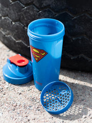 SmartShake Lite Superman bottle wide opening eases cleaning after protein shakes
