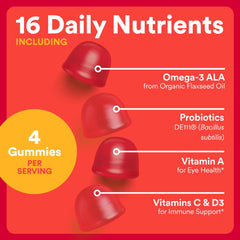 SmartyPants orange flavor gummies support immune health and energy for kids