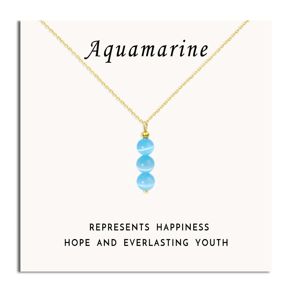 SmileBelle Aquamarine Necklace with blue beads elevates daily outfits.