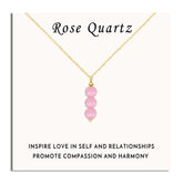 SmileBelle Rose Quartz Necklace close-up with pink beads, ideal for everyday wear.