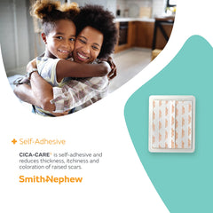 Self-adhesive CICA-Care sheet placed on skin without stretching.