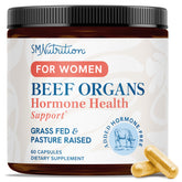 SMNutrition Beef Organ Supplement for Women bottle with 60 capsules for potential energy support.