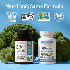 SMNutrition DIM 200 mg capsules arranged for daily hormone support.