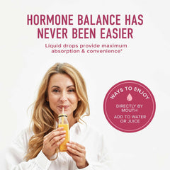 SMNutrition Hormone Balance label closeup communicates vegan, alcohol-free formula.