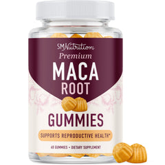 SMNutrition Maca Root Gummies peach bottle ready for daily energy support