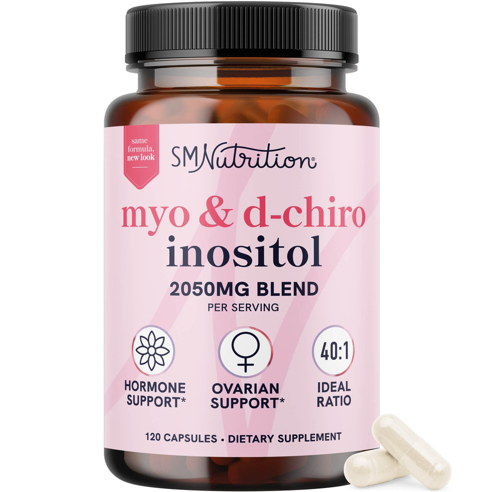 SMNutrition Myo-Inositol & D-Chiro Inositol capsules bottle-front support hormonal balance.