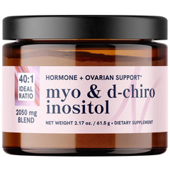 SMNutrition Myo-Inositol & D-Chiro Inositol powder bottle showing balanced hormones concept for daily cycles