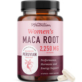 SMNutrition Organic Maca Root Capsules bottle showing 120-count for energy