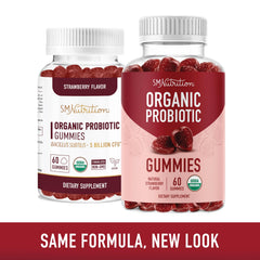 SMNutrition Organic Probiotics Gummies serving scene highlighting 5B CFU per serving